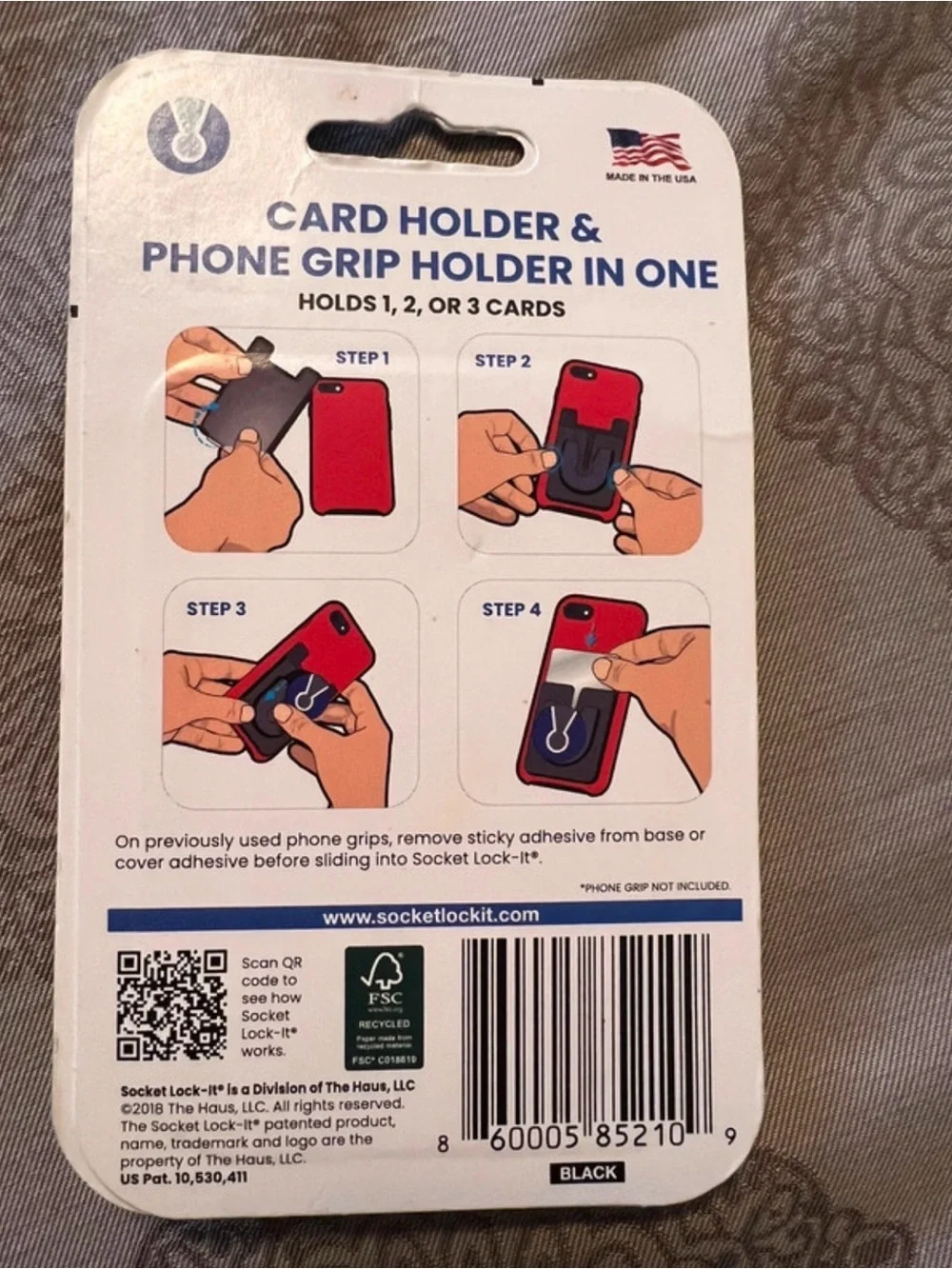 Nameless Black Card Holder Phone Grip